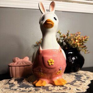 Easter Bunny Duck Figurine NWT | Spring Ceramic Bunny Ears Duck Decor